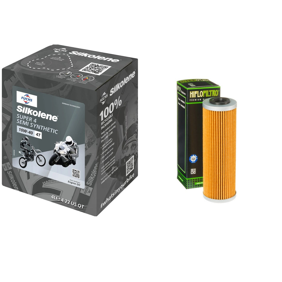 Silkolene Super4 10w40 4L Oil & HF159 Oil Filter Kit