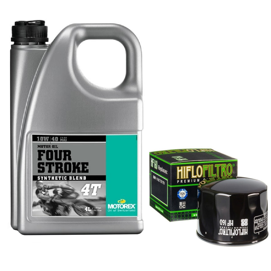 Motorex Four Stroke 10w40 4L Oil & HF160 Oil Filter Kit