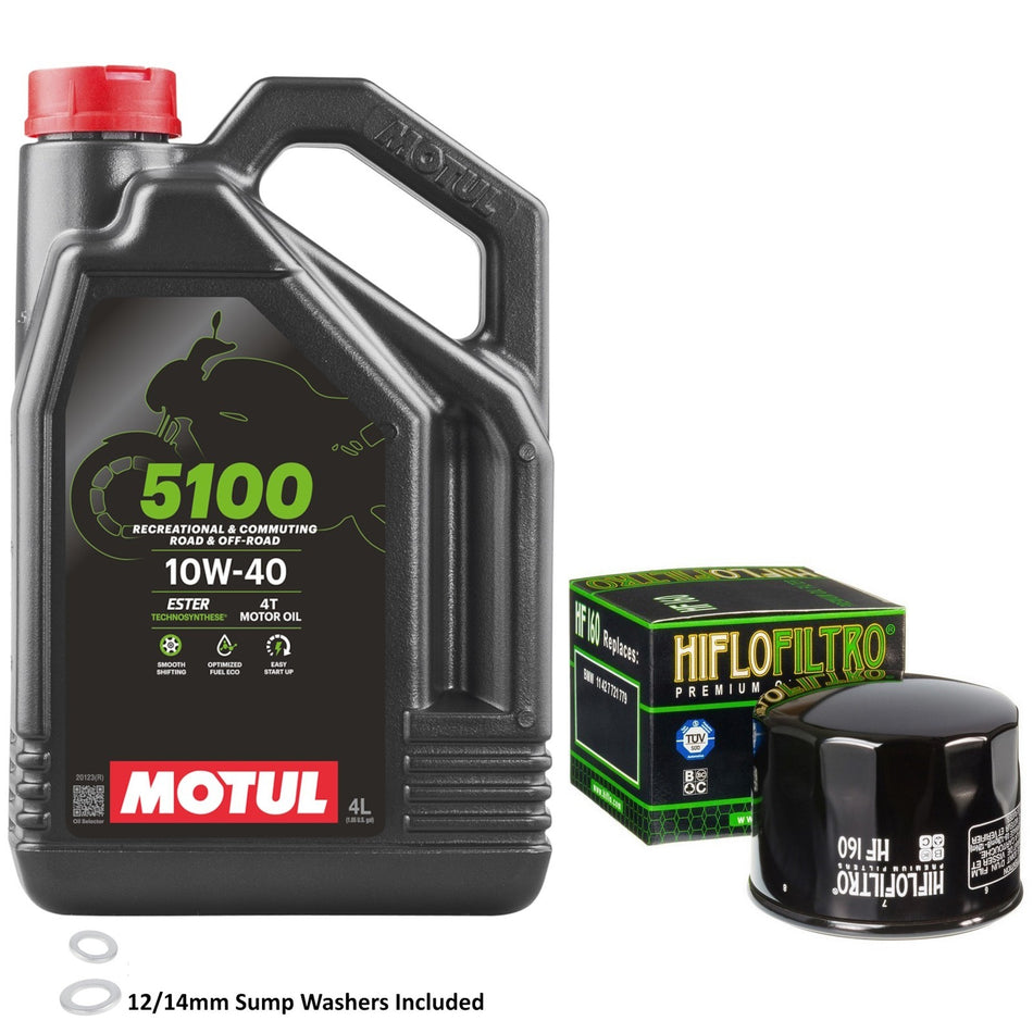 Motul 5100 10w40 4L Oil & HF160 Oil Filter Kit