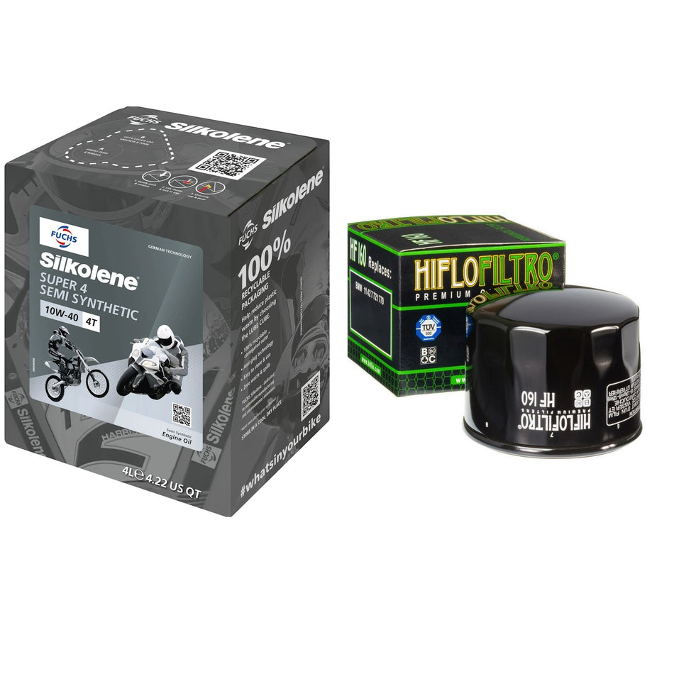 Silkolene Super4 10w40 4L Oil & HF160 Oil Filter Kit