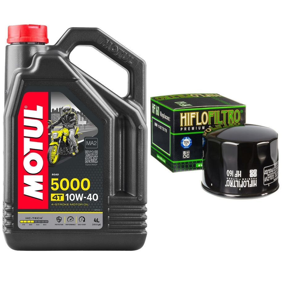 Motul 5000 10w40 4L Oil & HF160 Oil Filter Kit