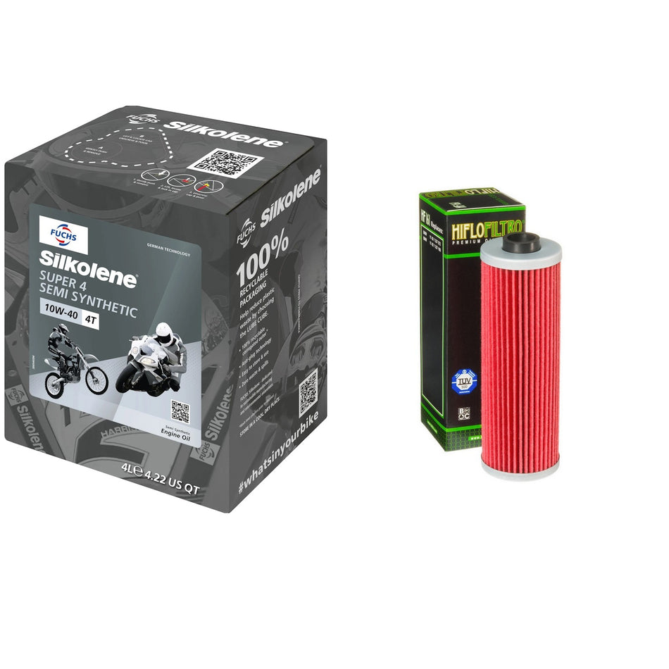 Silkolene Super4 10w40 4L Oil & HF161 Oil Filter Kit
