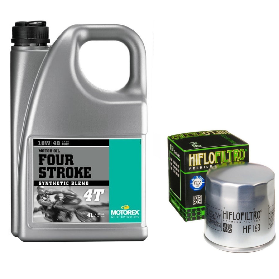 Motorex Four Stroke 10w40 4L Oil & HF163 Oil Filter Kit
