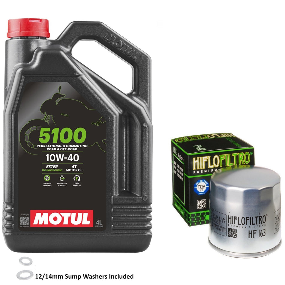 Motul 5100 10w40 4L Oil & HF163 Oil Filter Kit