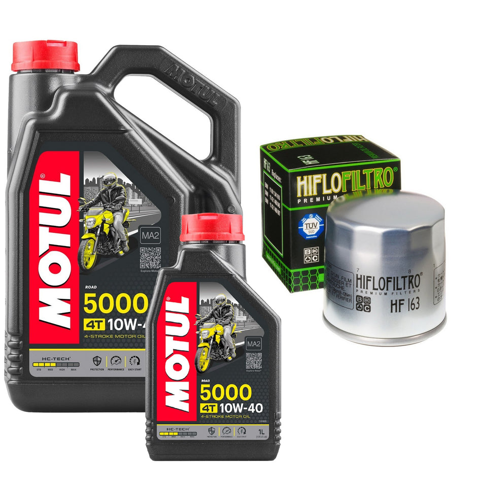 Motul 5000 10w40 5L Oil & HF163 Oil Filter Kit