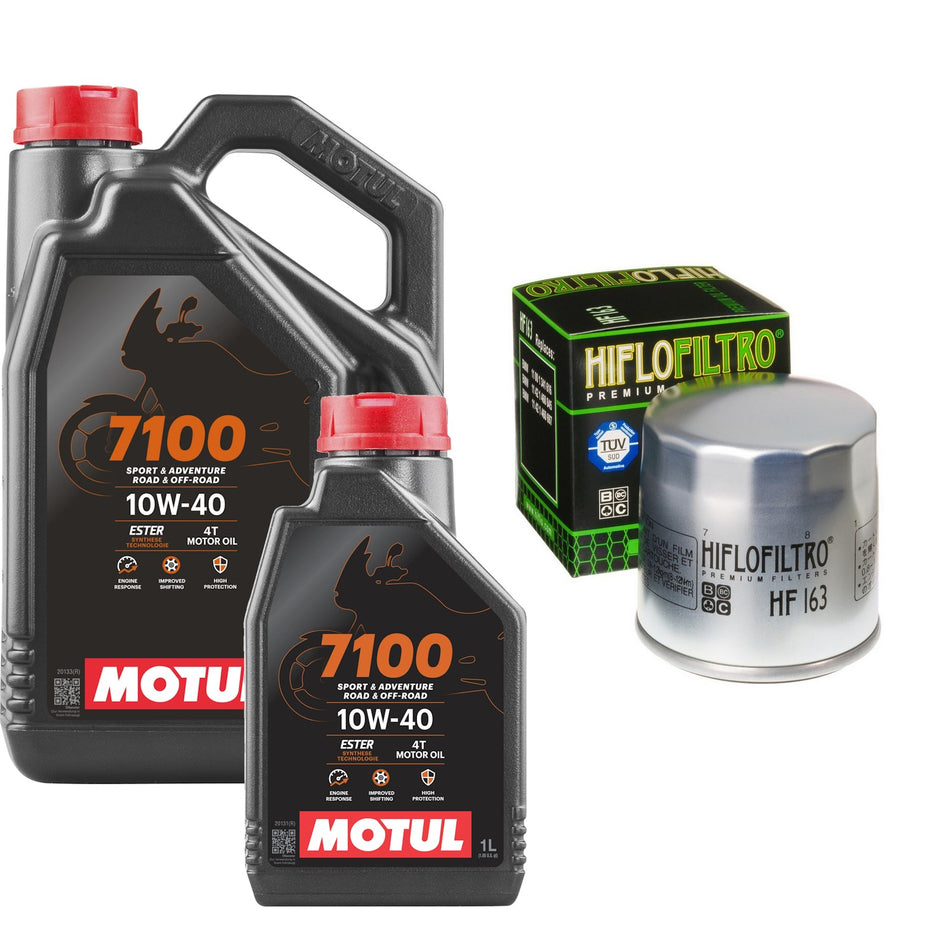 Motul 7100 10w40 5L Oil & HF163 Oil Filter Kit