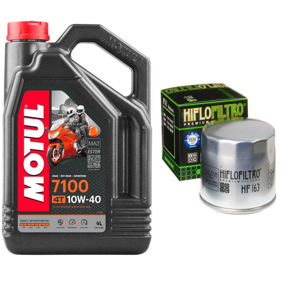Motul 7100 10w40 4L Oil & HF163 Oil Filter Kit