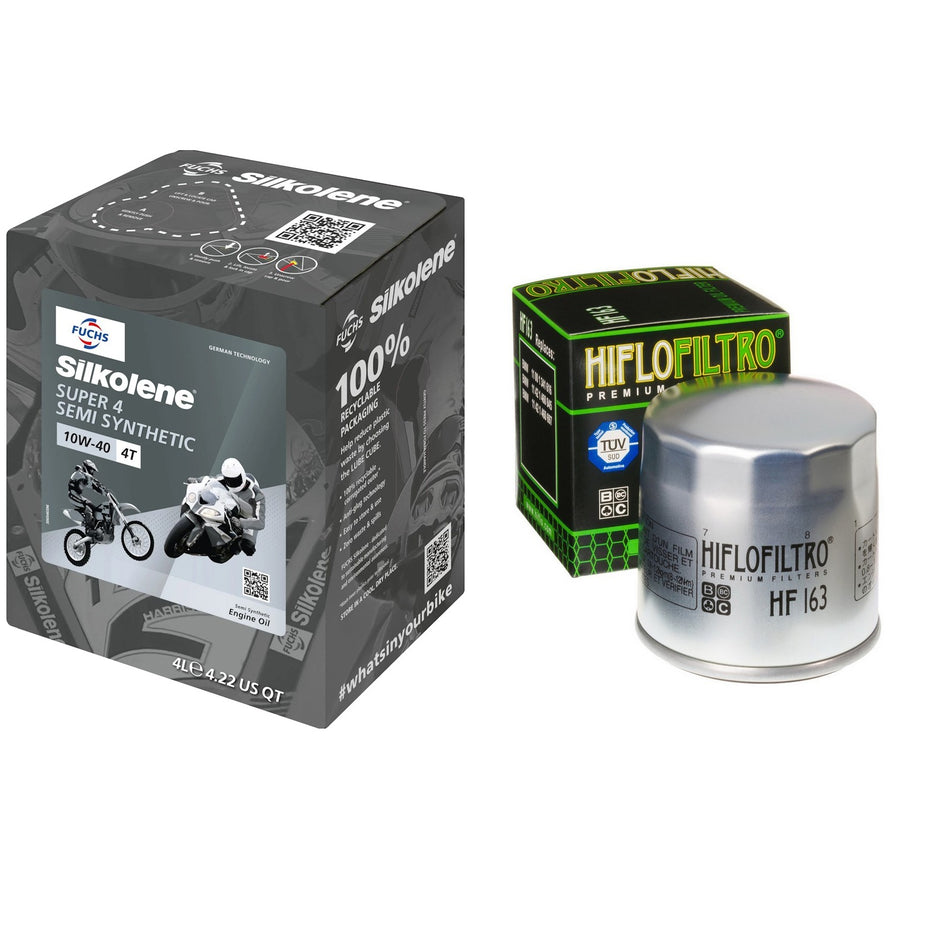 Silkolene Super4 10w40 4L Oil & HF163 Oil Filter Kit