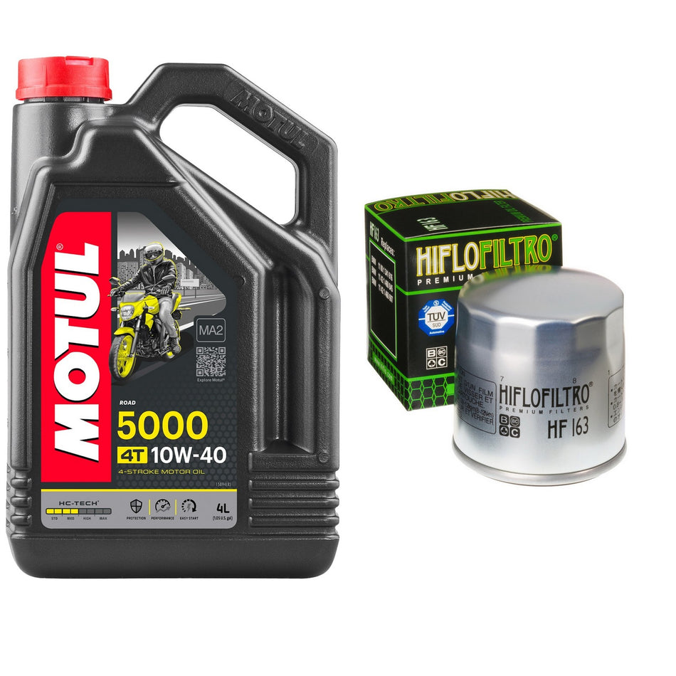 Motul 5000 10w40 4L Oil & HF163 Oil Filter Kit