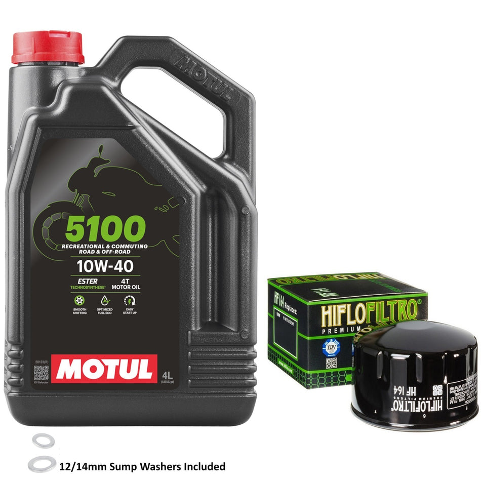 Motul 5100 10w40 4L Oil & HF164 Oil Filter Kit
