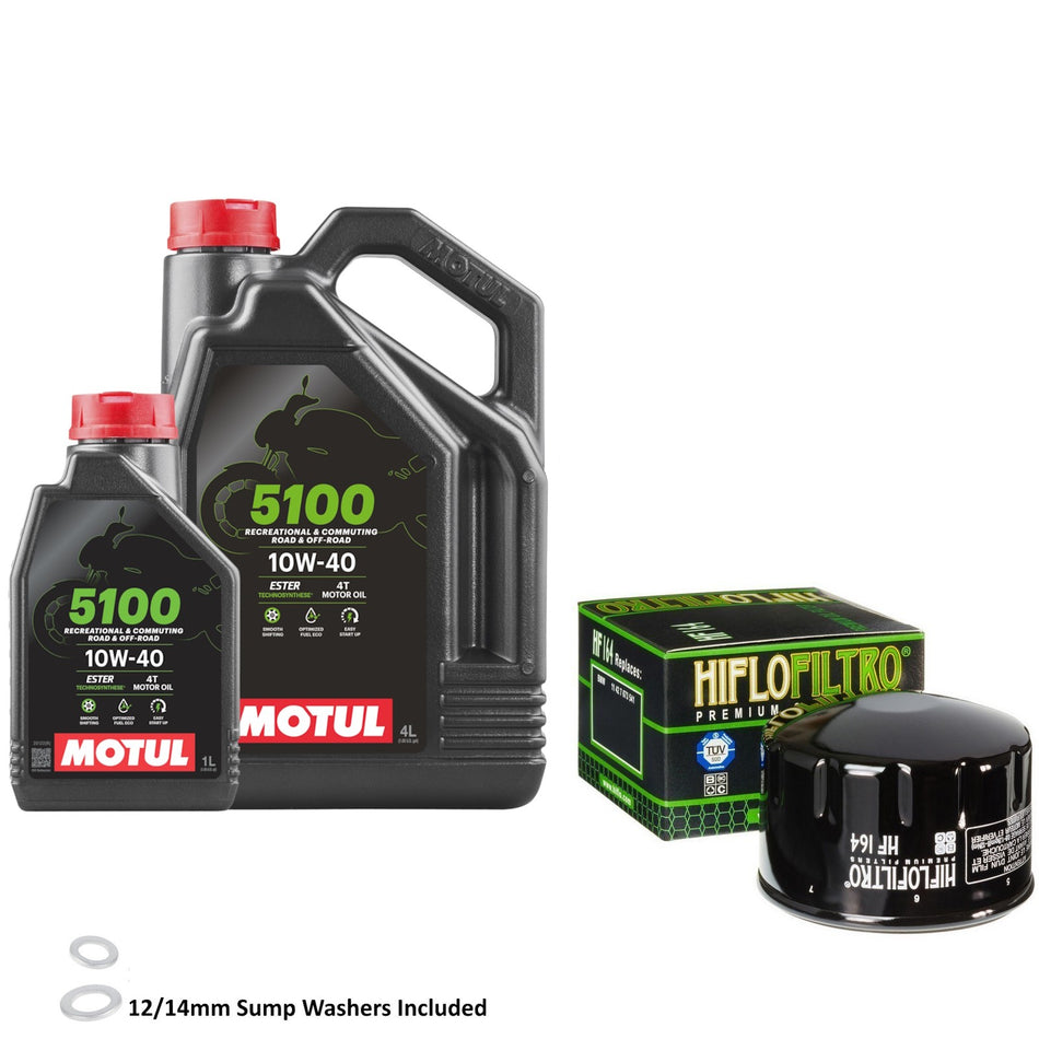 Motul 5100 10w40 5L Oil & HF164 Oil Filter Kit