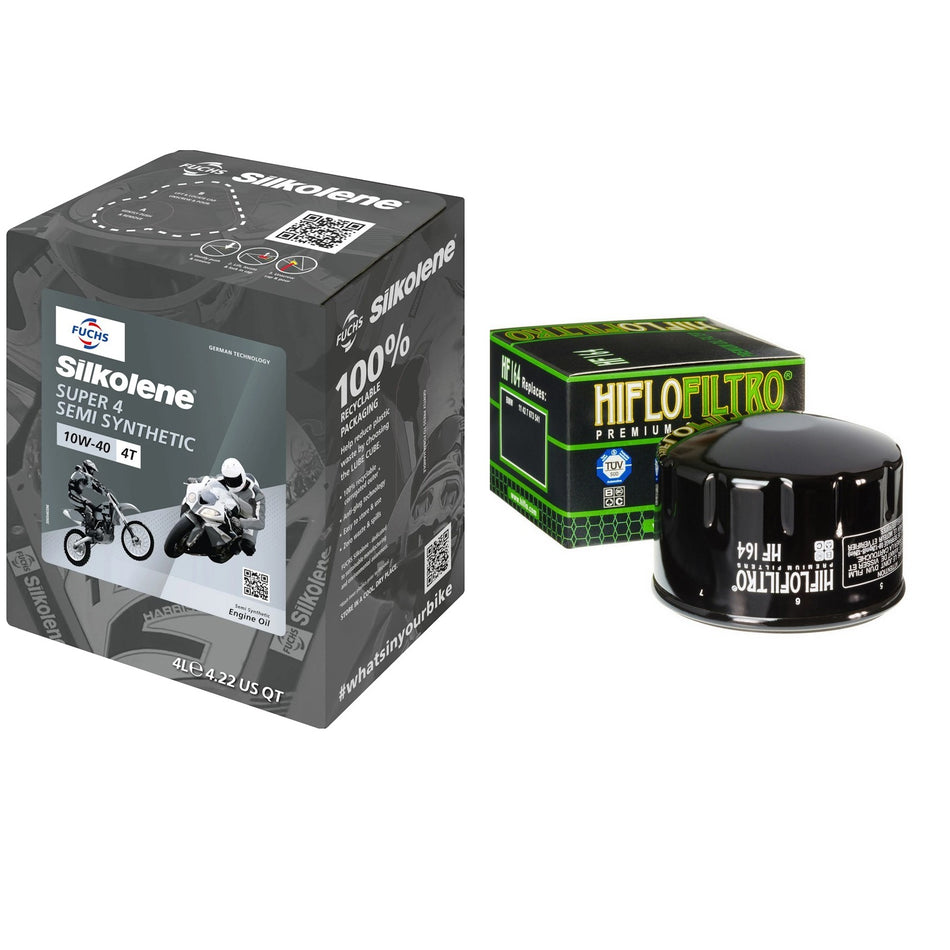 Silkolene Super4 10w40 4L Oil & HF164 Oil Filter Kit