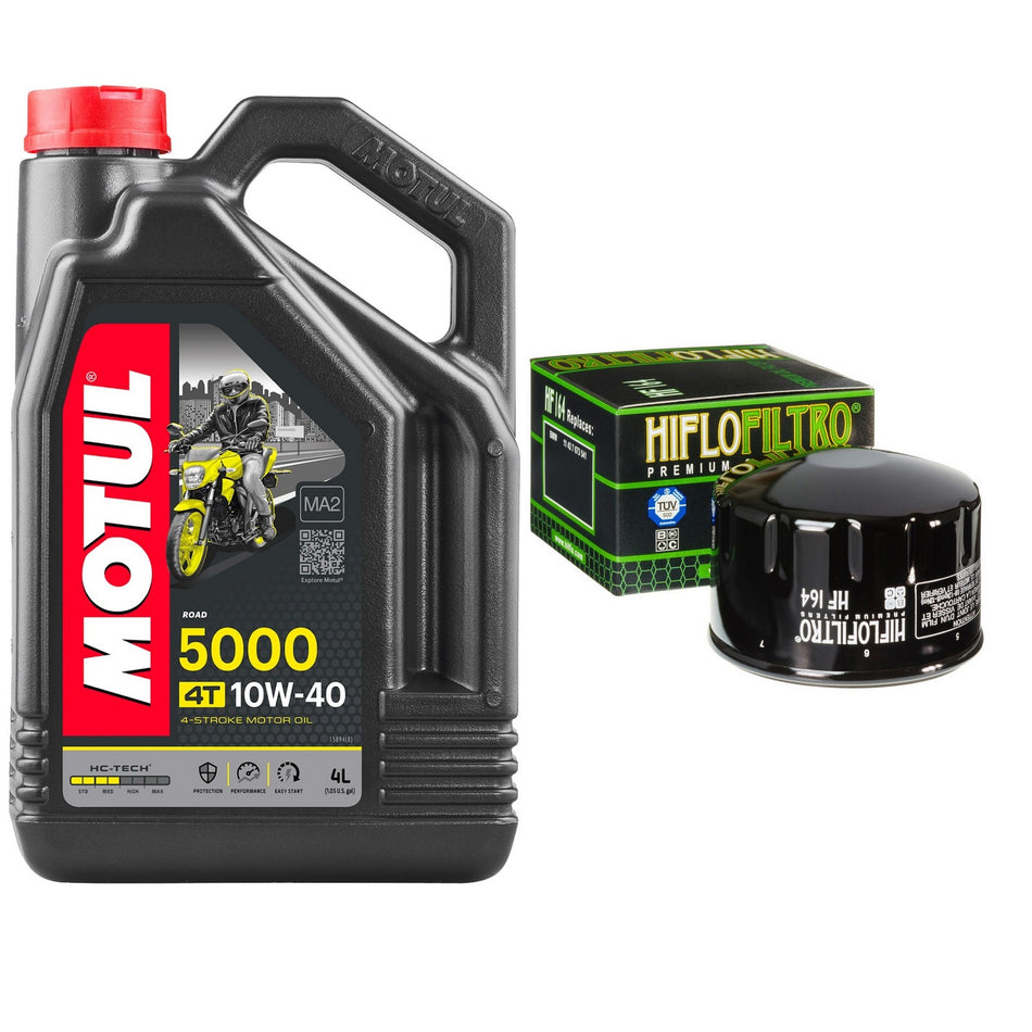 Motul 5000 10w40 4L Oil & HF164 Oil Filter Kit
