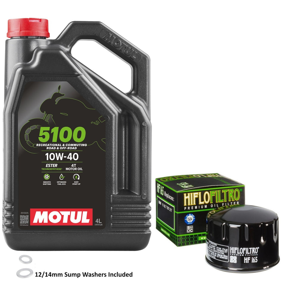 Motul 5100 10w40 4L Oil & HF165 Oil Filter Kit