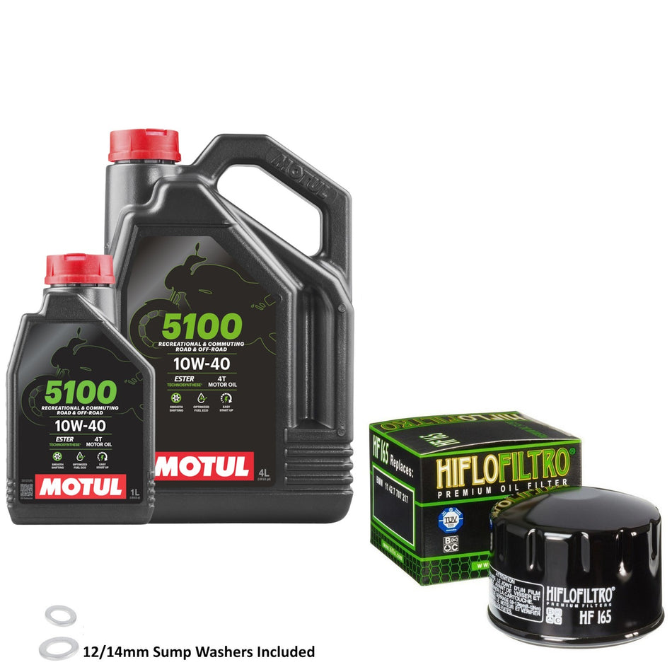 Motul 5100 10w40 5L Oil & HF165 Oil Filter Kit