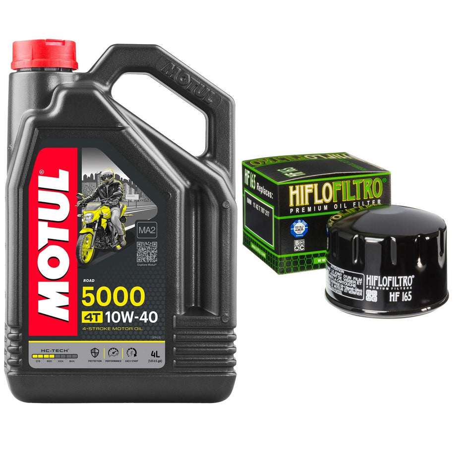 Motul 5000 10w40 4L Oil & HF165 Oil Filter Kit
