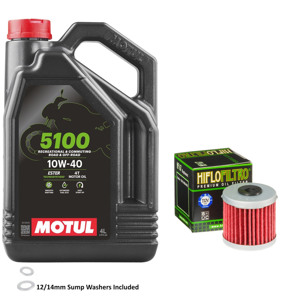 Motul 5100 10w40 4L Oil & HF167 Oil Filter Kit