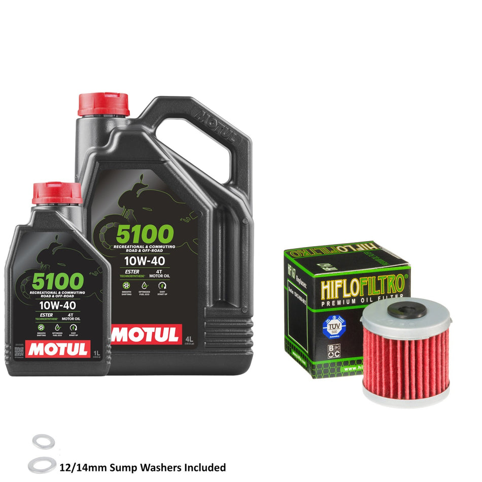 Motul 5100 10w40 5L Oil & HF167 Oil Filter Kit