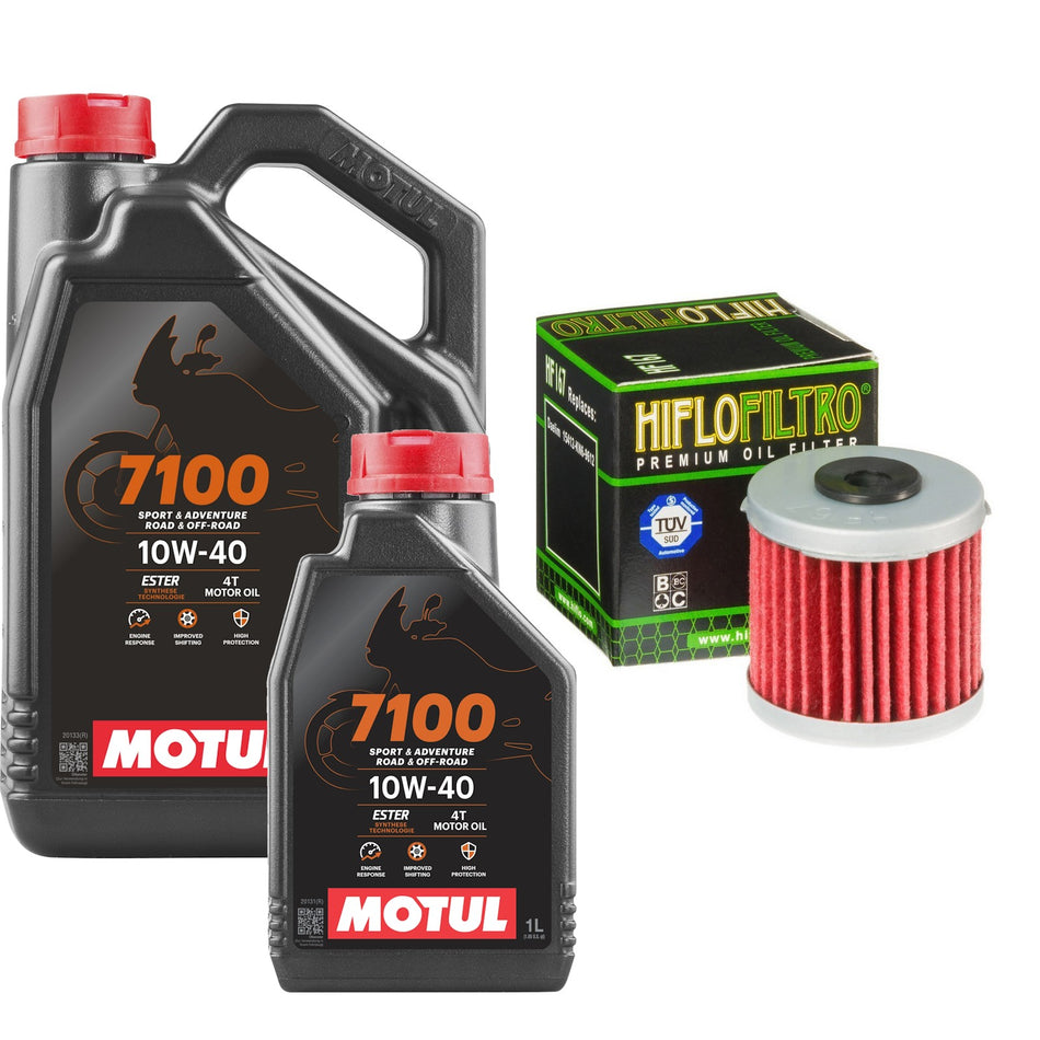 Motul 7100 10w40 5L Oil & HF167 Oil Filter Kit