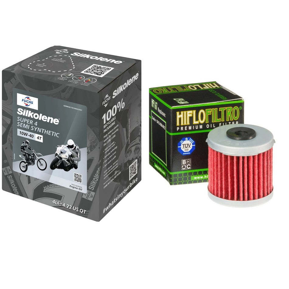 Silkolene Super4 10w40 4L Oil & HF167 Oil Filter Kit
