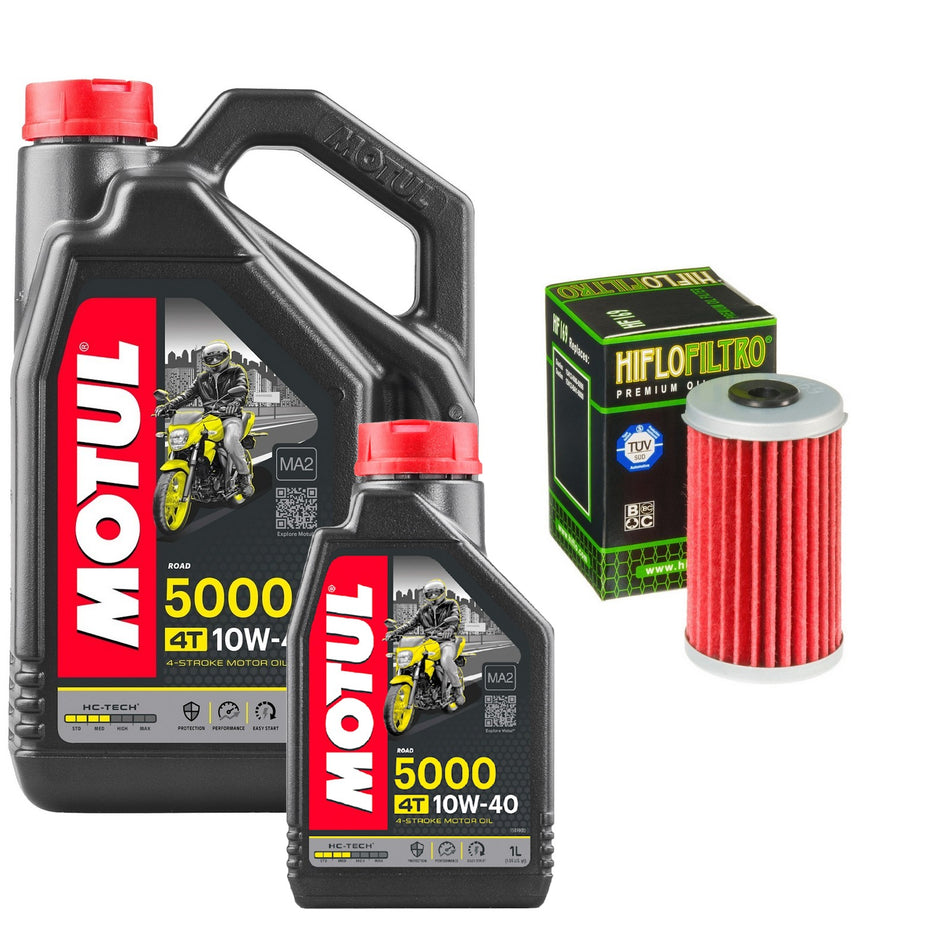 Motul 5000 10w40 5L Oil & HF169 Oil Filter Kit