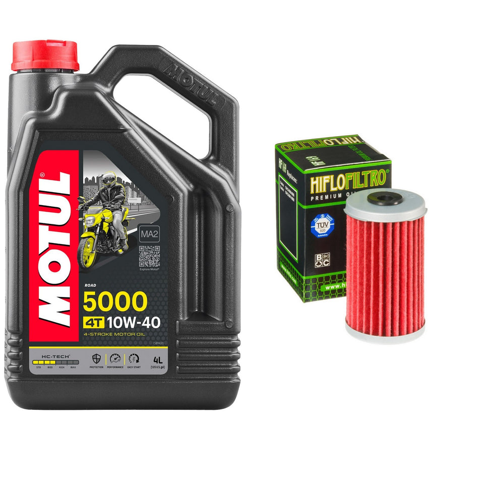 Motul 5000 10w40 4L Oil & HF169 Oil Filter Kit