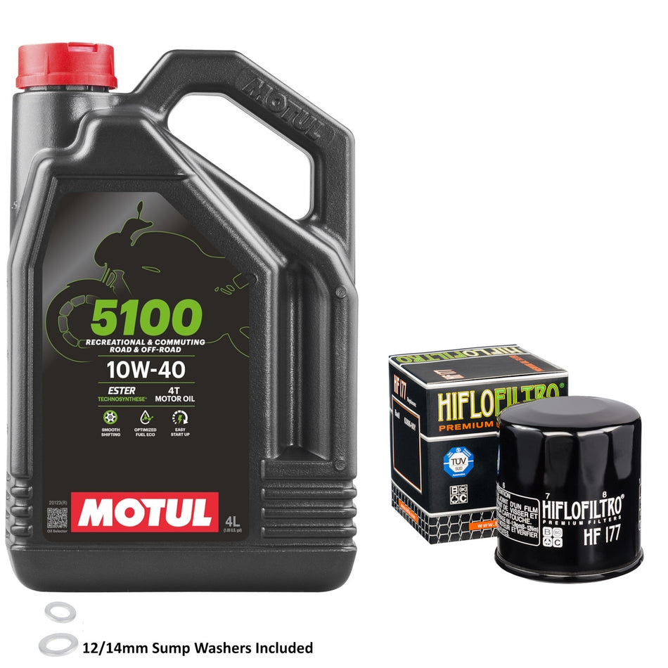 Motul 5100 10w40 4L Oil & HF177 Oil Filter Kit