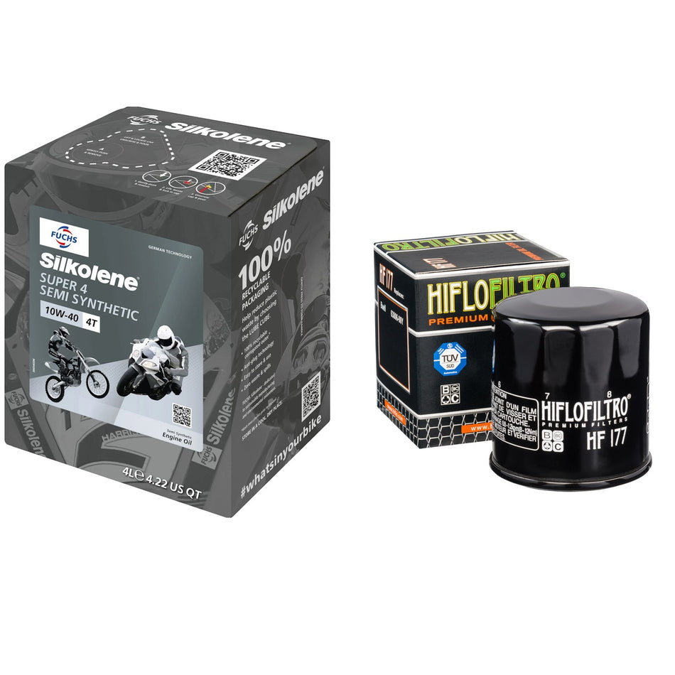 Silkolene Super4 10w40 4L Oil & HF177 Oil Filter Kit