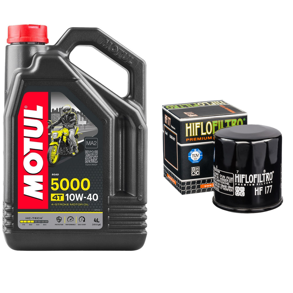 Motul 5000 10w40 4L Oil & HF177 Oil Filter Kit