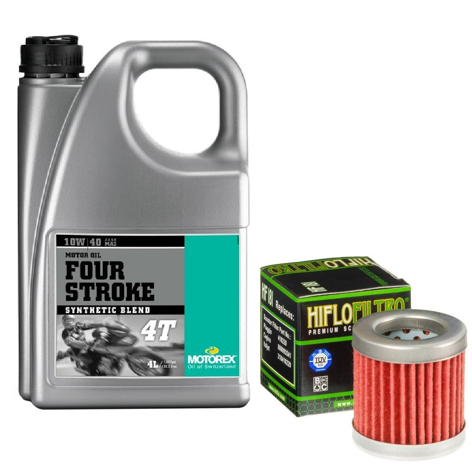 Motorex Four Stroke 10w40 4L Oil & HF181 Oil Filter Kit
