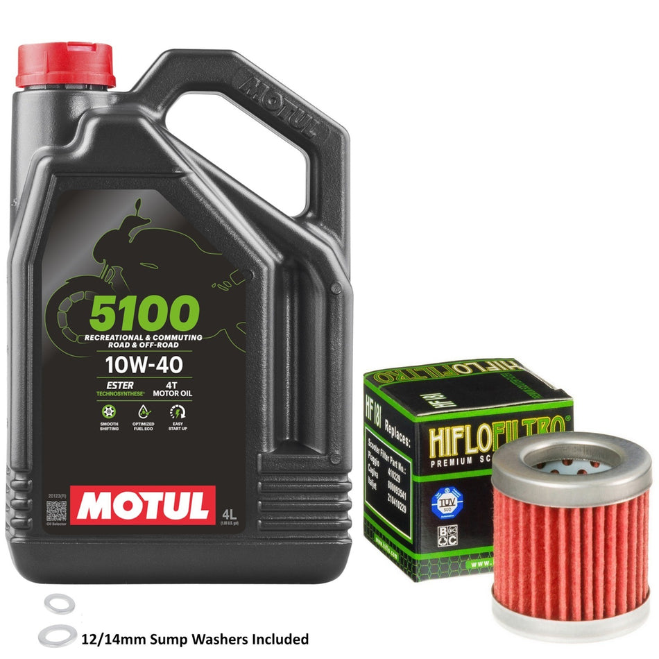 Motul 5100 10w40 4L Oil & HF181 Oil Filter Kit