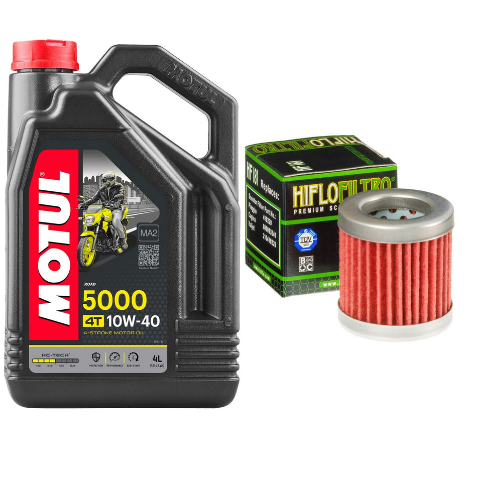 Motul 5000 10w40 4L Oil & HF181 Oil Filter Kit