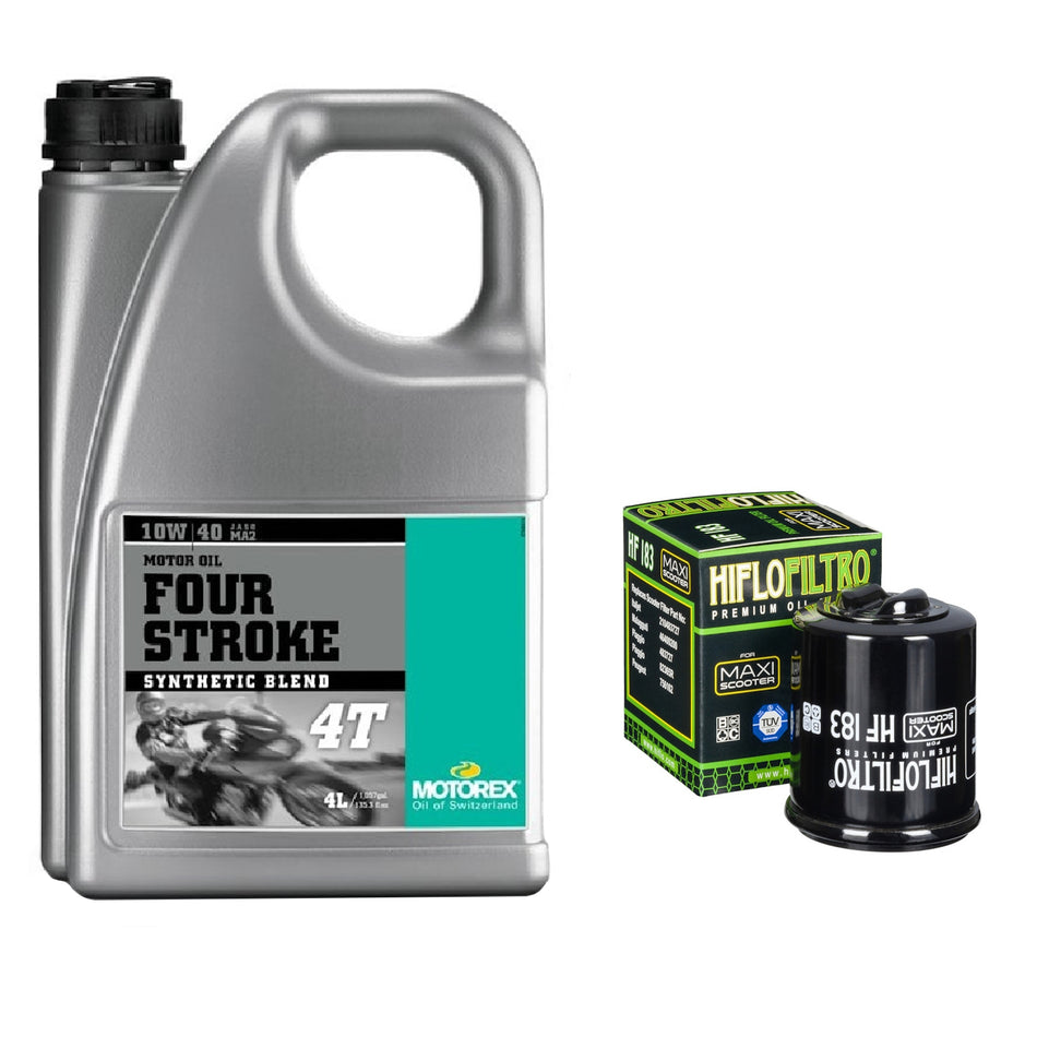 Motorex Four Stroke 10w40 4L Oil & HF183 Oil Filter Kit