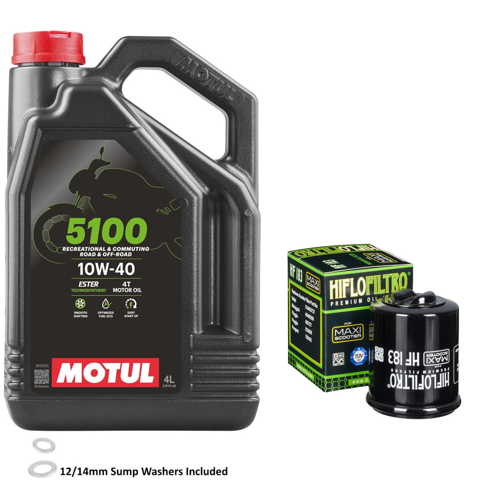 Motul 5100 10w40 4L Oil & HF183 Oil Filter Kit