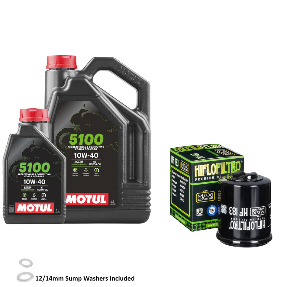 Motul 5100 10w40 5L Oil & HF183 Oil Filter Kit