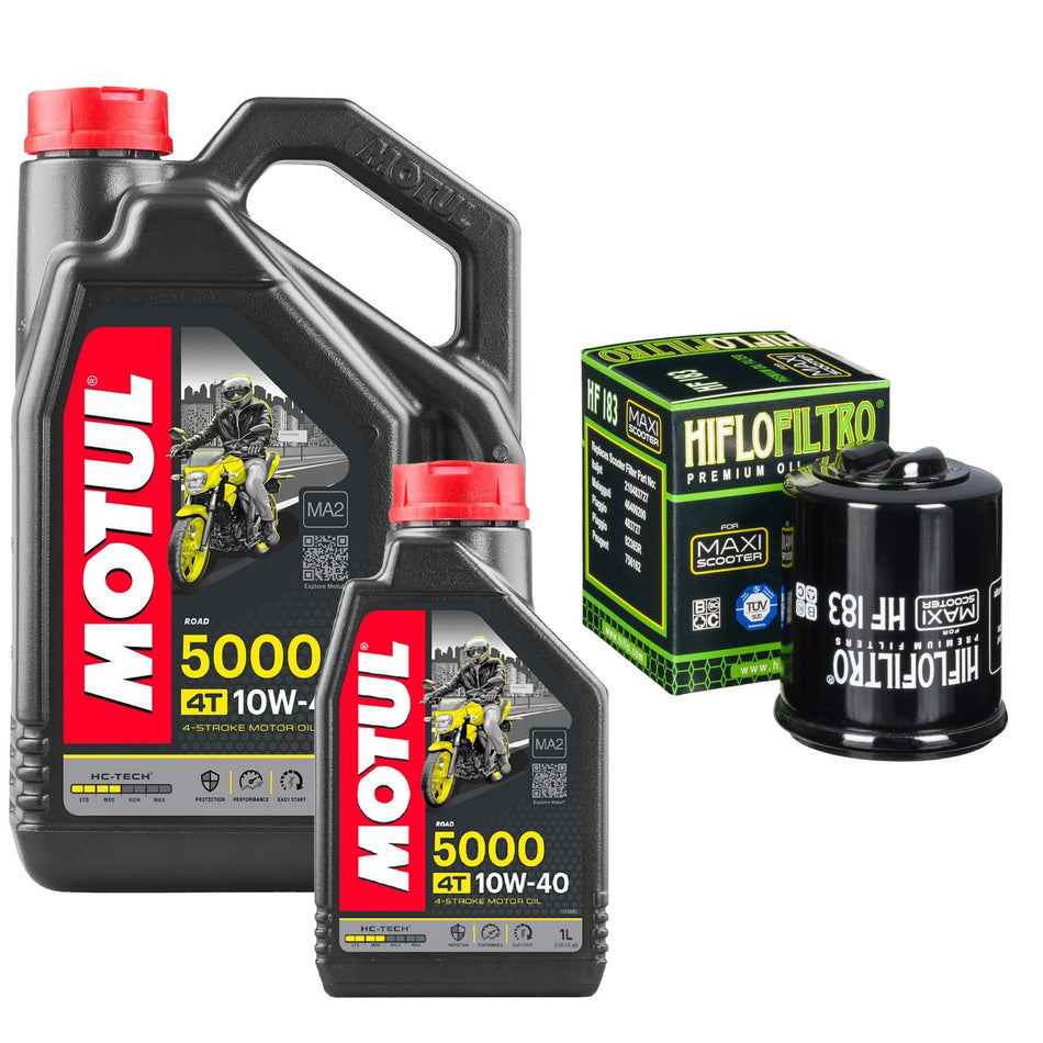 Motul 5000 10w40 5L Oil & HF183 Oil Filter Kit