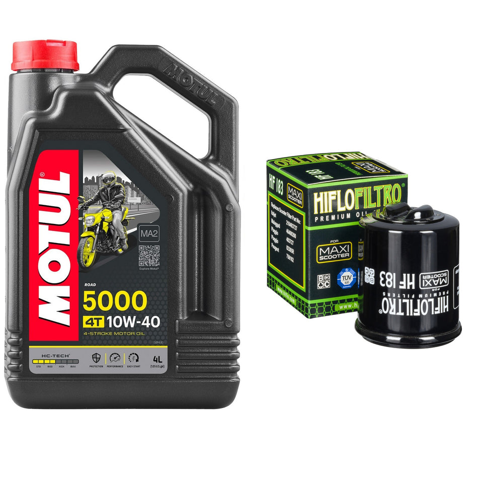 Motul 5000 10w40 4L Oil & HF183 Oil Filter Kit