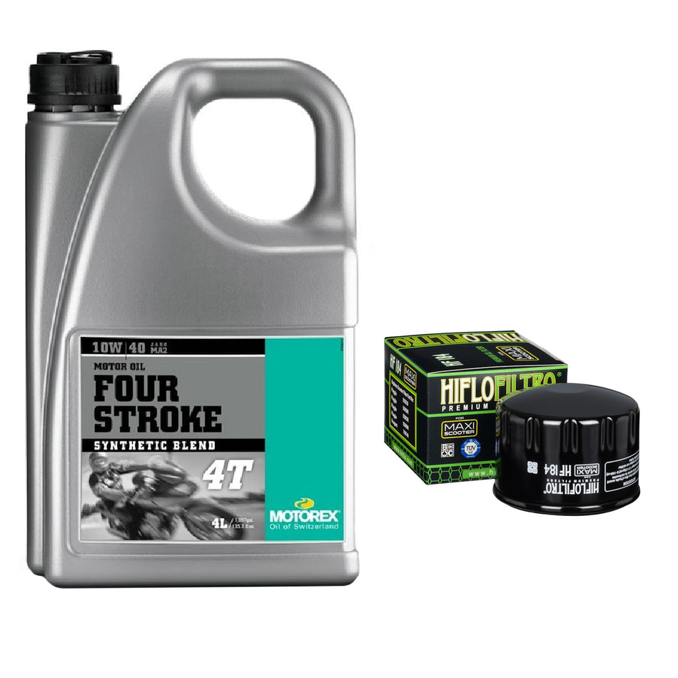Motorex Four Stroke 10w40 4L Oil & HF184 Oil Filter Kit