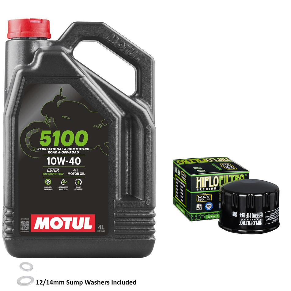 Motul 5100 10w40 4L Oil & HF184 Oil Filter Kit