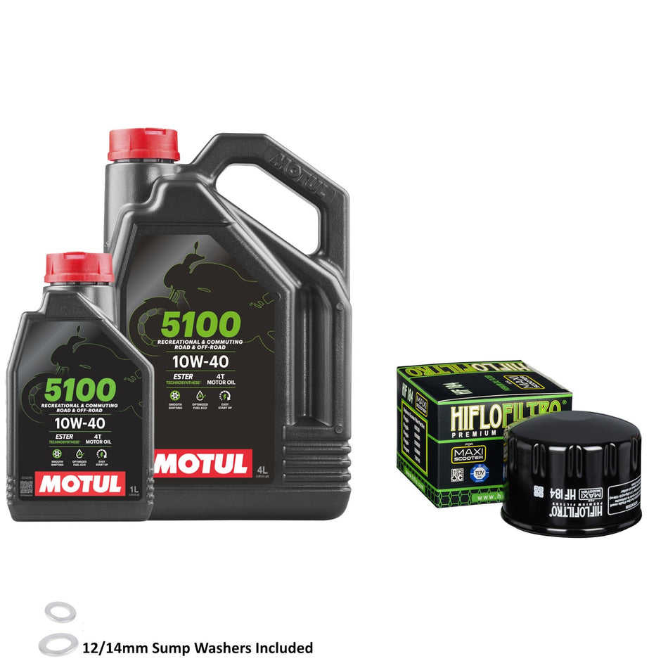 Motul 5100 10w40 5L Oil & HF184 Oil Filter Kit