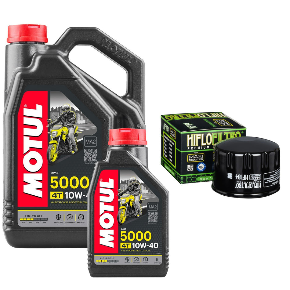 Motul 5000 10w40 5L Oil & HF184 Oil Filter Kit