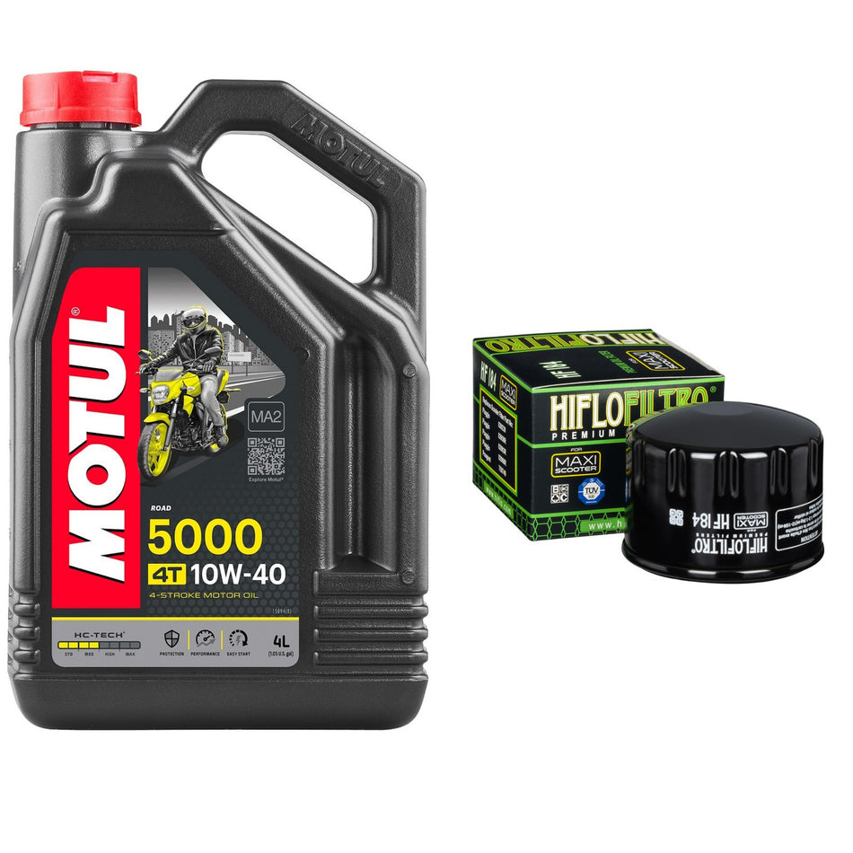 Motul 5000 10w40 4L Oil & HF184 Oil Filter Kit