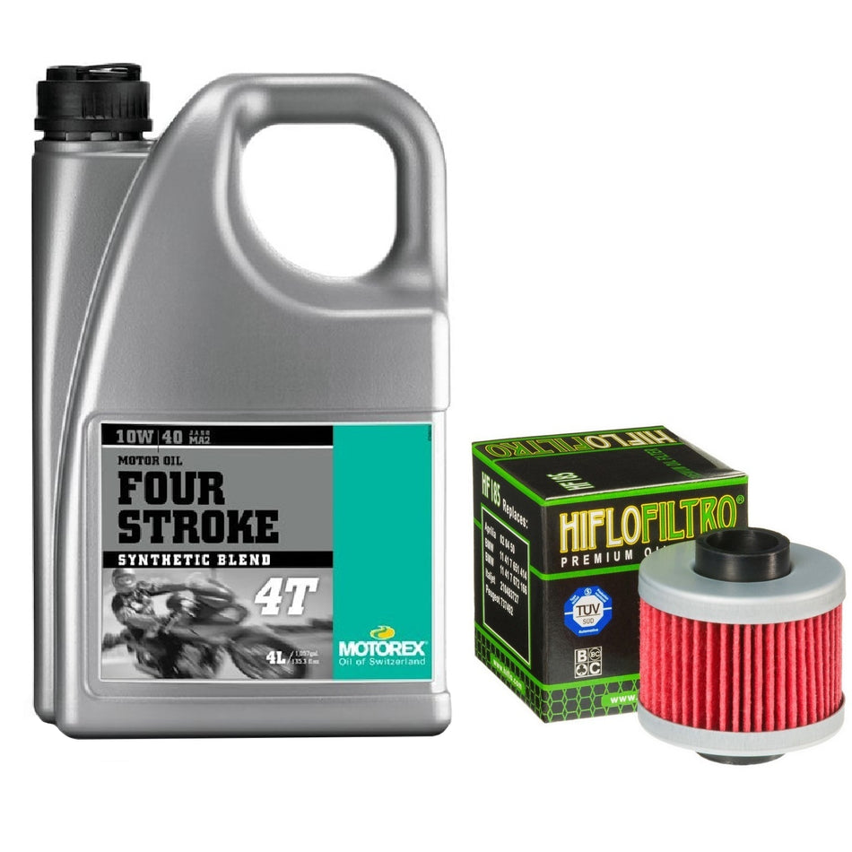 Motorex Four Stroke 10w40 4L Oil & HF185 Oil Filter Kit