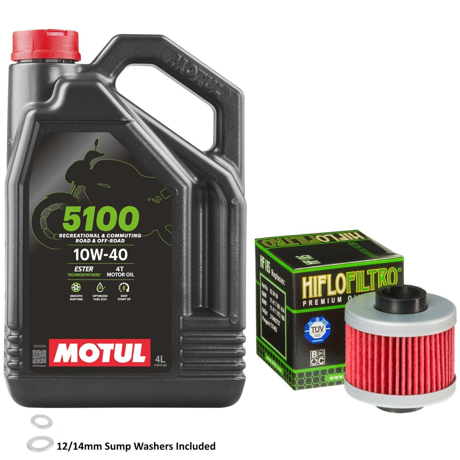 Motul 5100 10w40 4L Oil & HF185 Oil Filter Kit