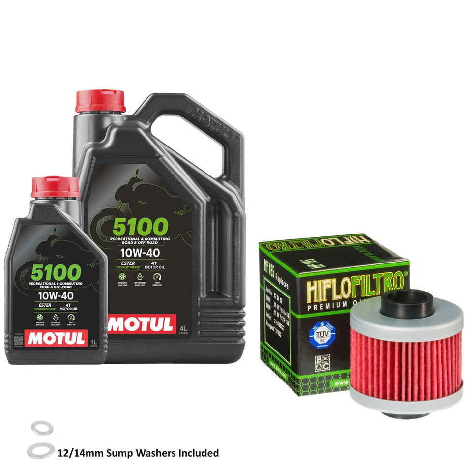 Motul 5100 10w40 5L Oil & HF185 Oil Filter Kit