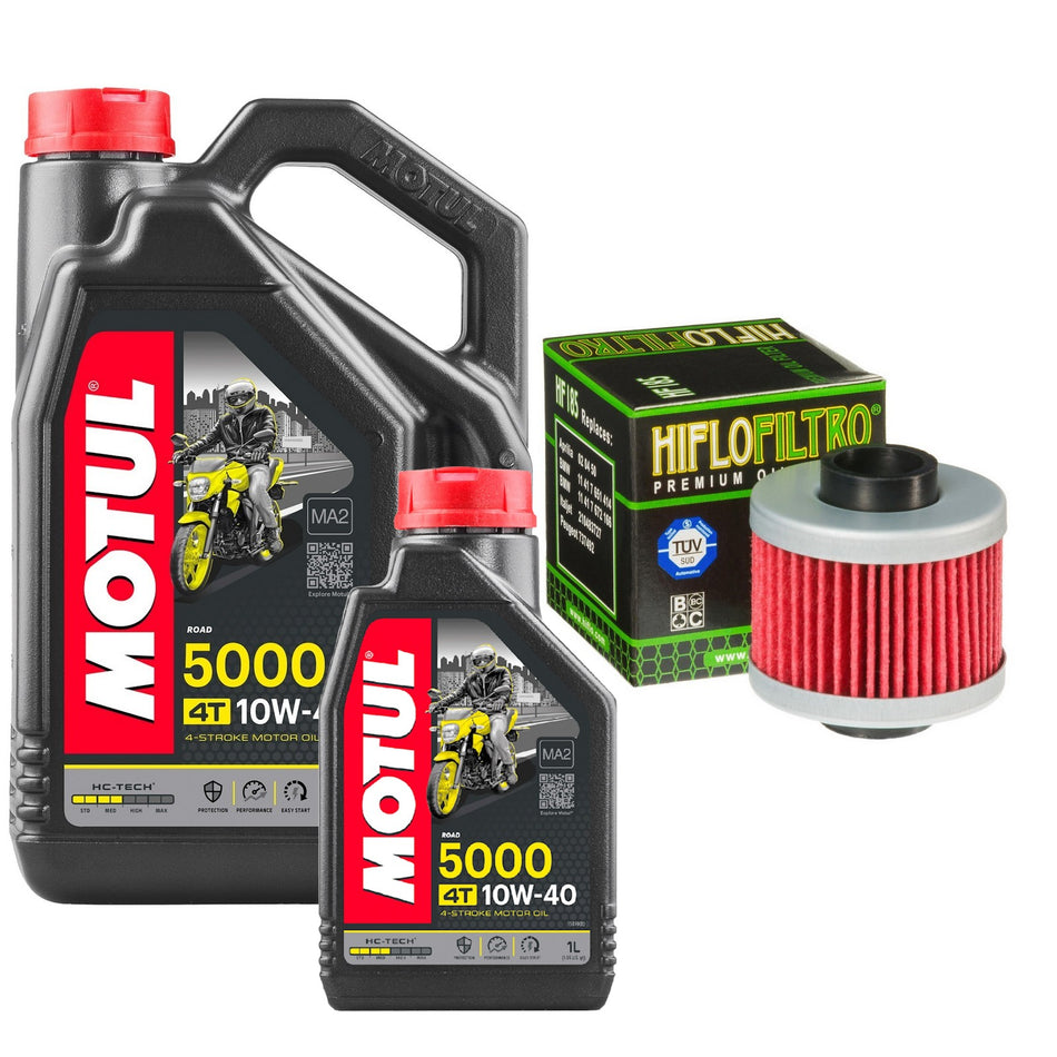 Motul 5000 10w40 5L Oil & HF185 Oil Filter Kit