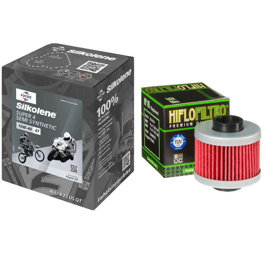 Silkolene Super4 10w40 4L Oil & HF185 Oil Filter Kit