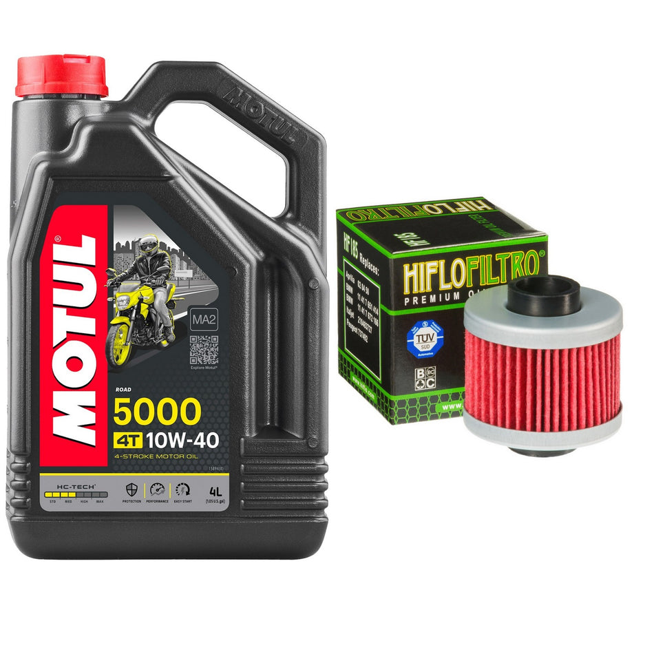 Motul 5000 10w40 4L Oil & HF185 Oil Filter Kit