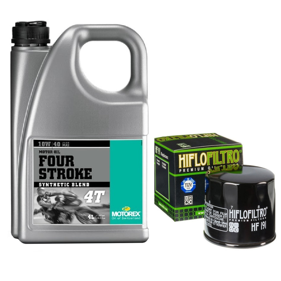 Motorex Four Stroke 10w40 4L Oil & HF191 Oil Filter Kit