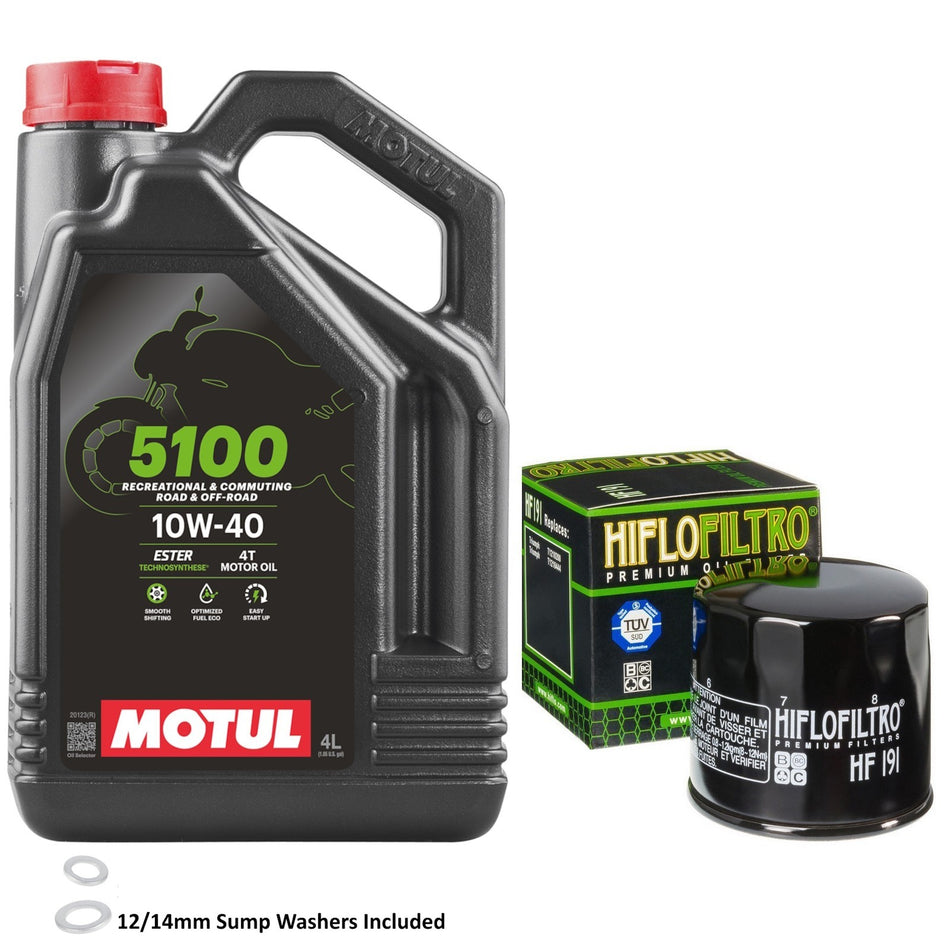 Motul 5100 10w40 4L Oil & HF191 Oil Filter Kit